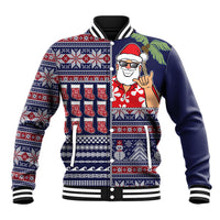 Hawaii Mele Kalikimaka Baseball Jacket Aloha and Christmas Elements Patchwork Blue Style LT03 Unisex Blue - Polynesian Pride