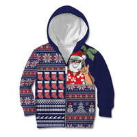 Hawaii Mele Kalikimaka Kid Hoodie Aloha and Christmas Elements Patchwork Blue Style LT03 - Polynesian Pride