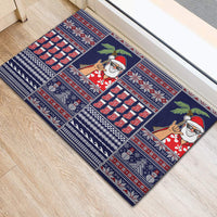 Hawaii Mele Kalikimaka Rubber Doormat Aloha and Christmas Elements Patchwork Blue Style LT03 - Polynesian Pride