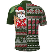 Hawaii Mele Kalikimaka Polo Shirt Aloha and Christmas Elements Patchwork Green Style LT03 - Polynesian Pride