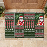 Hawaii Mele Kalikimaka Rubber Doormat Aloha and Christmas Elements Patchwork Green Style LT03 - Polynesian Pride
