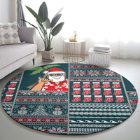 Hawaii Mele Kalikimaka Round Carpet Aloha and Christmas Elements Patchwork Turquoise Style LT03 - Polynesian Pride