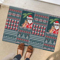 Hawaii Mele Kalikimaka Rubber Doormat Aloha and Christmas Elements Patchwork Turquoise Style LT03 - Polynesian Pride