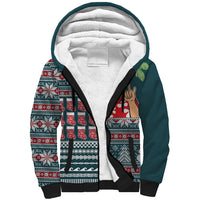 Hawaii Mele Kalikimaka Sherpa Hoodie Aloha and Christmas Elements Patchwork Turquoise Style LT03 Unisex Turquoise - Polynesian Pride