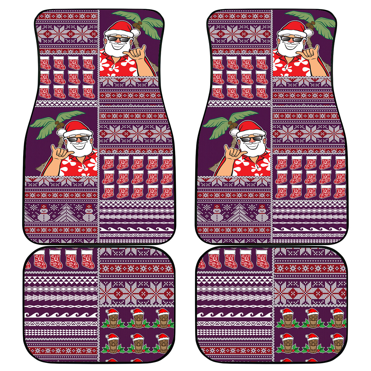 Hawaii Mele Kalikimaka Car Mats Aloha and Christmas Elements Patchwork Pink Style LT03 Pink - Polynesian Pride