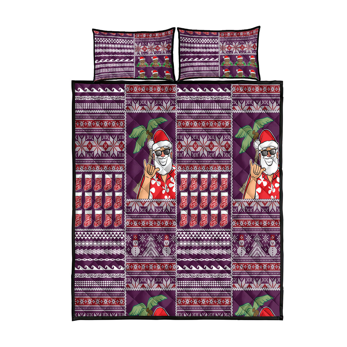 Hawaii Mele Kalikimaka Quilt Bed Set Aloha and Christmas Elements Patchwork Pink Style LT03 Pink - Polynesian Pride