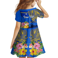 Personalised Nauru Independence Day Family Matching Long Sleeve Bodycon Dress and Hawaiian Shirt Nauruan Tribal Flag Style LT03 - Polynesian Pride