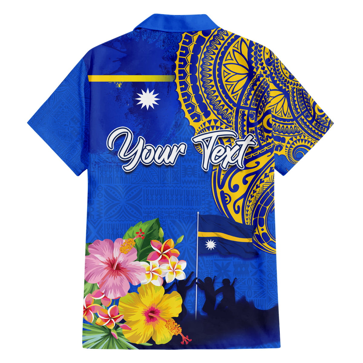 Personalised Nauru Independence Day Hawaiian Shirt Nauruan Tribal Flag Style LT03 - Polynesian Pride