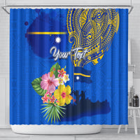 Personalised Nauru Independence Day Shower Curtain Nauruan Tribal Flag Style LT03 - Polynesian Pride
