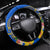 Personalised Nauru Independence Day Steering Wheel Cover Nauruan Tribal Flag Style LT03 Universal Fit Blue - Polynesian Pride