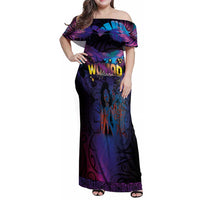 Aotearoa Arts Festival 2025 Family Matching Off Shoulder Maxi Dress and Hawaiian Shirt Maori Music Art Dance - Rhythmic Vibes LT03 Mom's Dress Black - Polynesian Pride