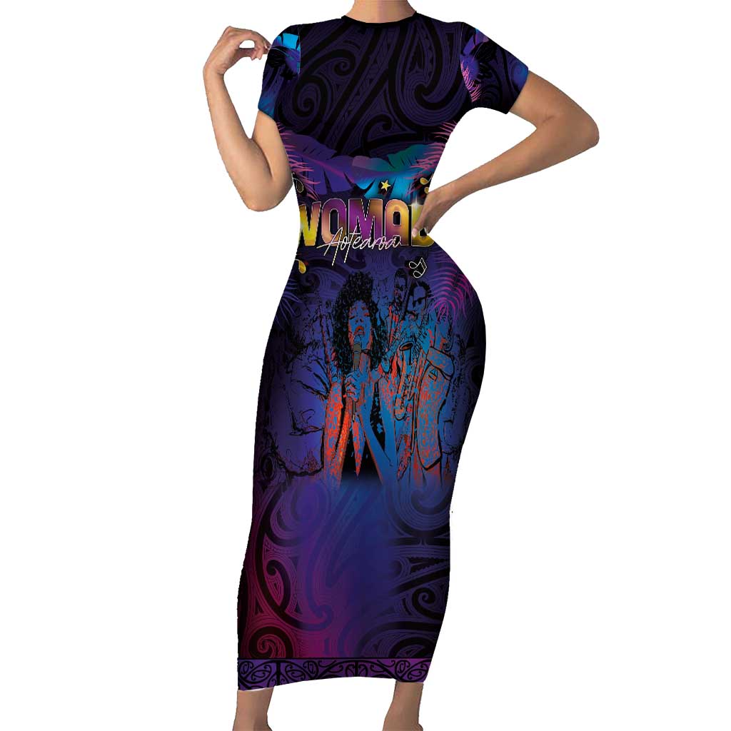 Aotearoa Arts Festival 2025 Family Matching Short Sleeve Bodycon Dress and Hawaiian Shirt Maori Music Art Dance - Rhythmic Vibes LT03 Mom's Dress Black - Polynesian Pride