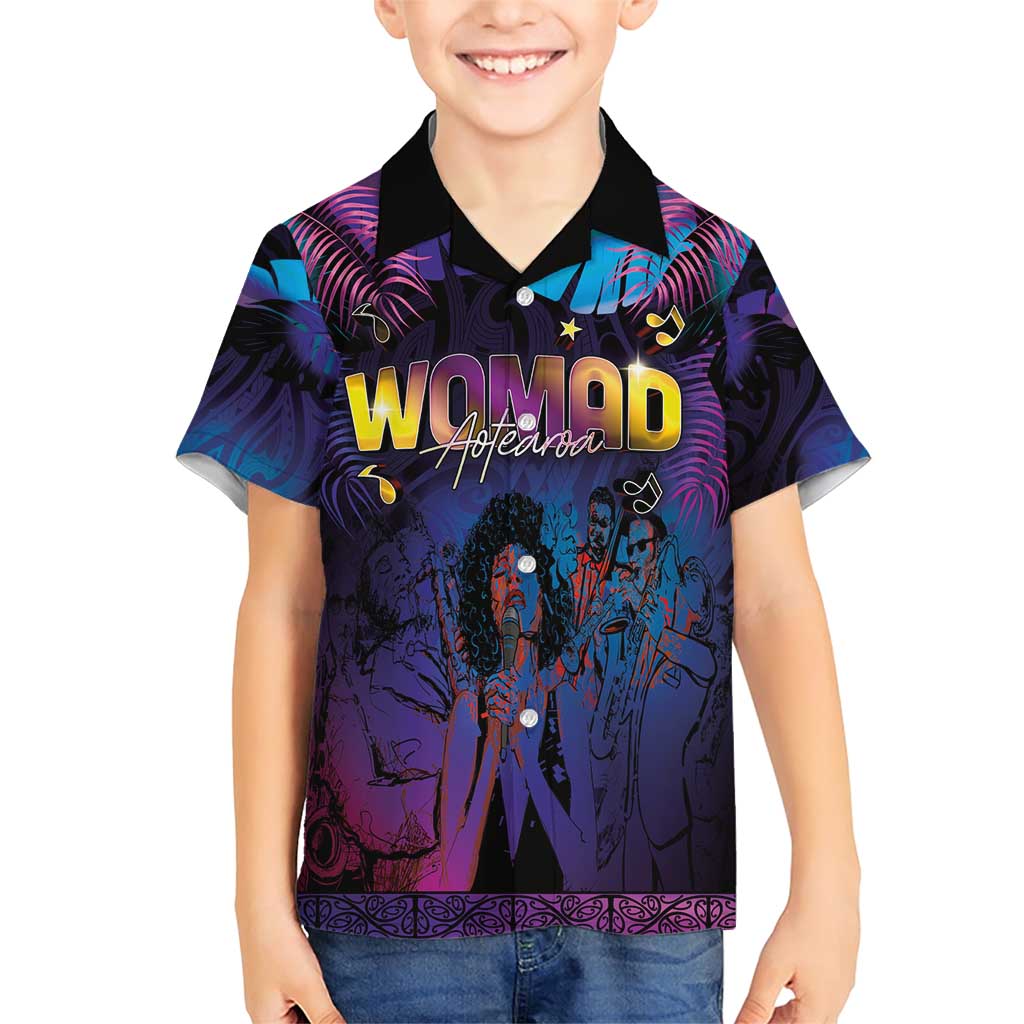 Aotearoa Arts Festival 2025 Family Matching Short Sleeve Bodycon Dress and Hawaiian Shirt Maori Music Art Dance - Rhythmic Vibes LT03 Son's Shirt Black - Polynesian Pride
