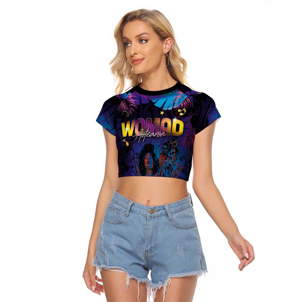Aotearoa Arts Festival 2025 Raglan Cropped T Shirt Maori Music Art Dance - Rhythmic Vibes LT03 Female Black - Polynesian Pride