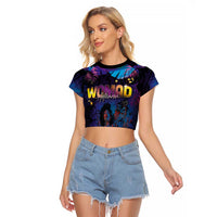 Aotearoa Arts Festival 2025 Raglan Cropped T Shirt Maori Music Art Dance - Rhythmic Vibes LT03 Female Black - Polynesian Pride
