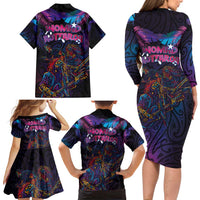 Aotearoa Arts Festival 2025 Family Matching Long Sleeve Bodycon Dress and Hawaiian Shirt Maori Performing Art and Music - Rhythmic Vibes LT03 - Polynesian Pride