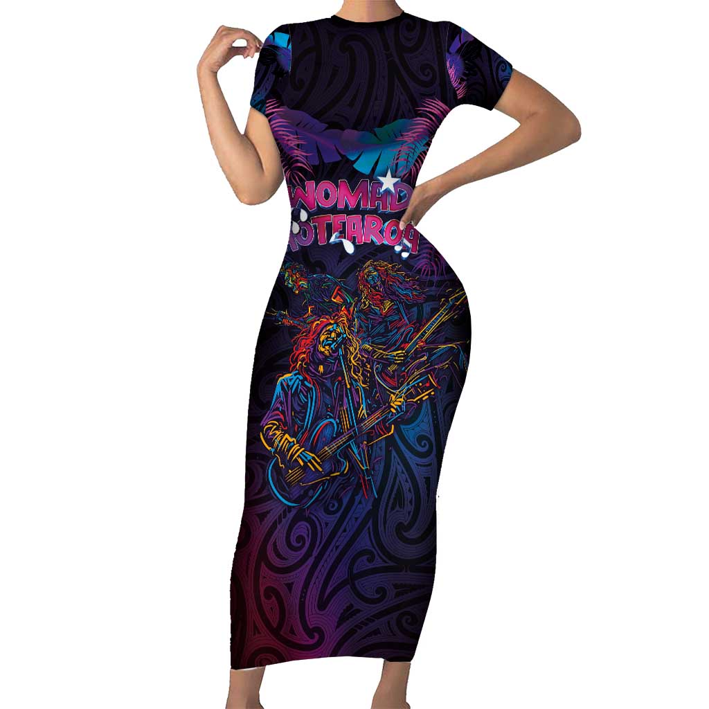 Aotearoa Arts Festival 2025 Family Matching Short Sleeve Bodycon Dress and Hawaiian Shirt Maori Performing Art and Music - Rhythmic Vibes LT03 Mom's Dress Black - Polynesian Pride