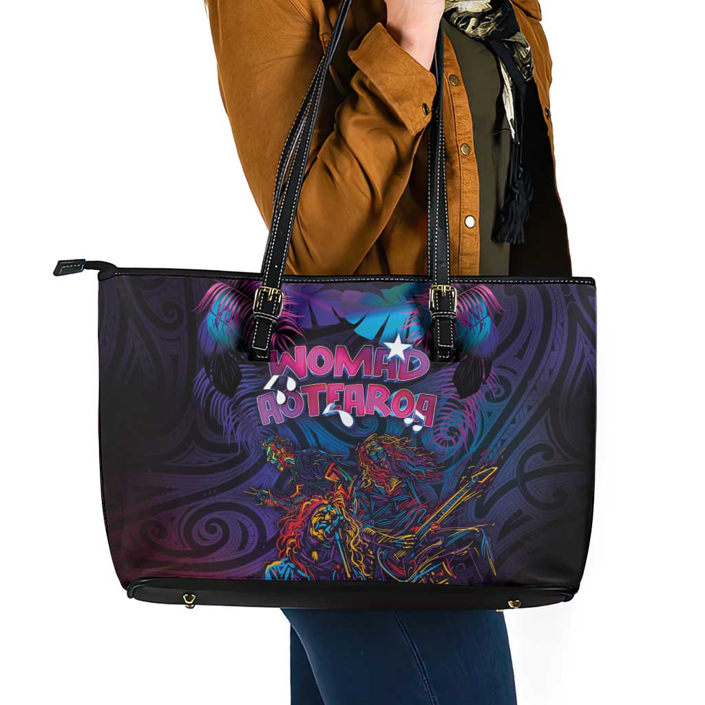 Aotearoa Arts Festival 2025 Leather Tote Bag Maori Performing Art and Music - Rhythmic Vibes LT03 - Polynesian Pride