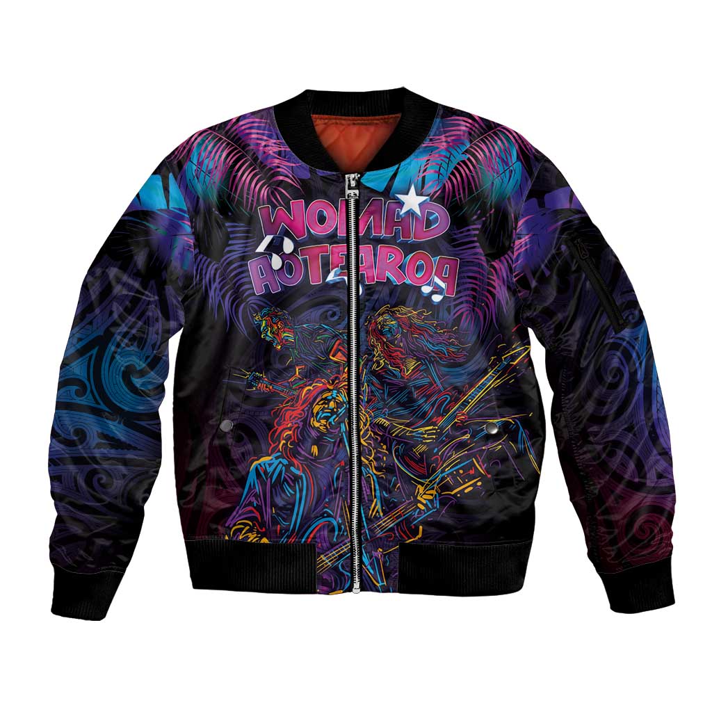 Aotearoa Arts Festival 2025 Sleeve Zip Bomber Jacket Maori Performing Art and Music - Rhythmic Vibes