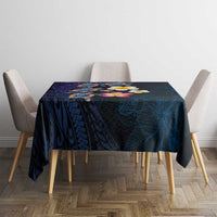 Hawaiian Turtles and Plumeria Tablecloth Polynesian Art Tribal Tattoo Dark Aqua Color LT03 - Polynesian Pride