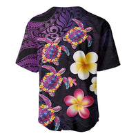 Hawaiian Turtles and Plumeria Baseball Jersey Polynesian Art Tribal Tattoo Deep Violet Color LT03 - Polynesian Pride