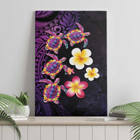 Hawaiian Turtles and Plumeria Canvas Wall Art Polynesian Art Tribal Tattoo Deep Violet Color