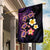 Hawaiian Turtles and Plumeria Garden Flag Polynesian Art Tribal Tattoo Deep Violet Color