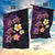 Hawaiian Turtles and Plumeria Garden Flag Polynesian Art Tribal Tattoo Deep Violet Color