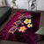 Hawaiian Turtles and Plumeria Area Rug Polynesian Art Tribal Tattoo Cerise