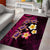 Hawaiian Turtles and Plumeria Area Rug Polynesian Art Tribal Tattoo Cerise