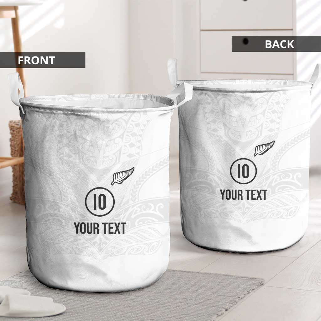 Custom New Zealand Football Laundry Basket The Whites-Sporty T90 Style LT03 - Polynesian Pride