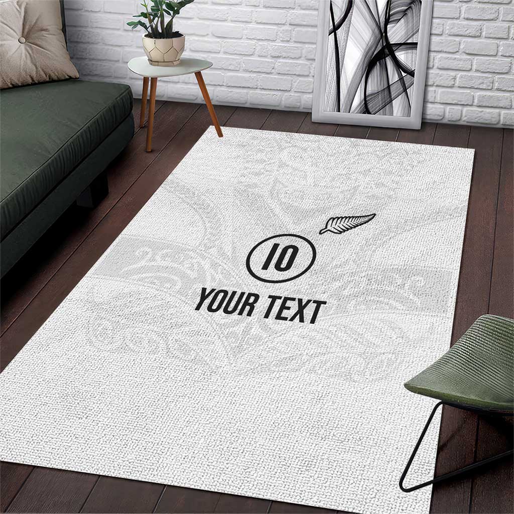 Custom New Zealand Football Area Rug The Whites-Sporty T90 Style LT03 White - Polynesian Pride