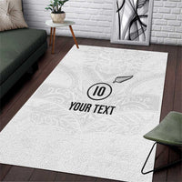 Custom New Zealand Football Area Rug The Whites-Sporty T90 Style LT03 White - Polynesian Pride