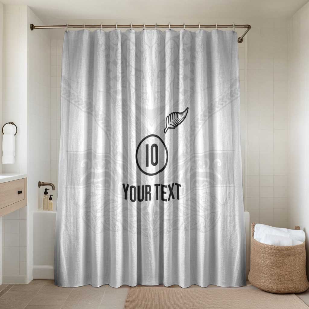 Custom New Zealand Football Bathroom Set The Whites-Sporty T90 Style LT03 Shower Curtain Only White - Polynesian Pride