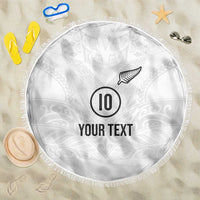 Custom New Zealand Football Beach Blanket The Whites-Sporty T90 Style LT03 One Size 150cm White - Polynesian Pride