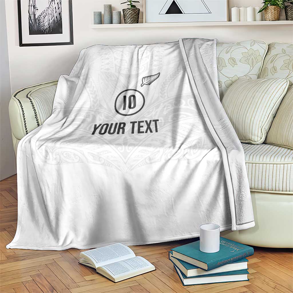 Custom New Zealand Football Blanket The Whites-Sporty T90 Style - Polynesian Pride