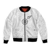 Custom New Zealand Football Bomber Jacket The Whites-Sporty T90 Style LT03 Unisex White - Polynesian Pride