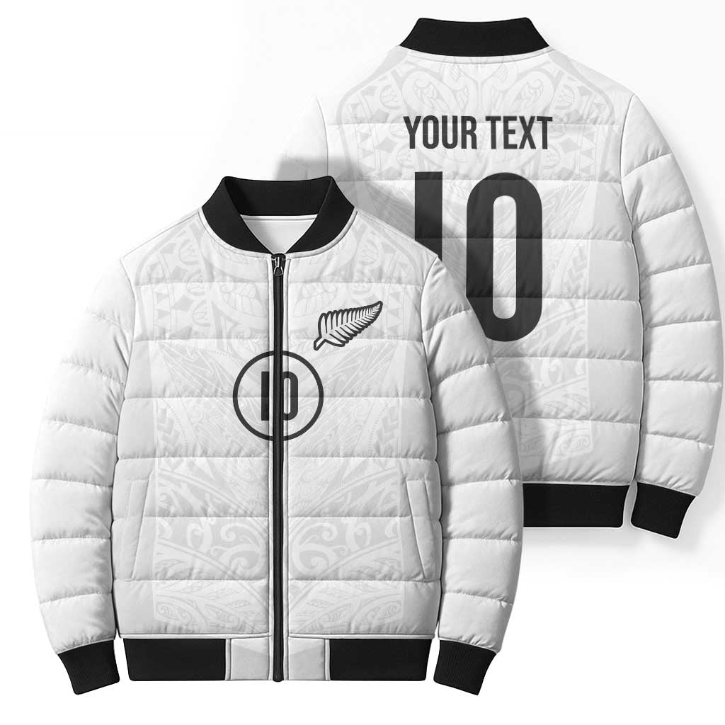 Custom New Zealand Football Bomber Puffer Jacket The Whites-Sporty T90 Style LT03 - Polynesian Pride