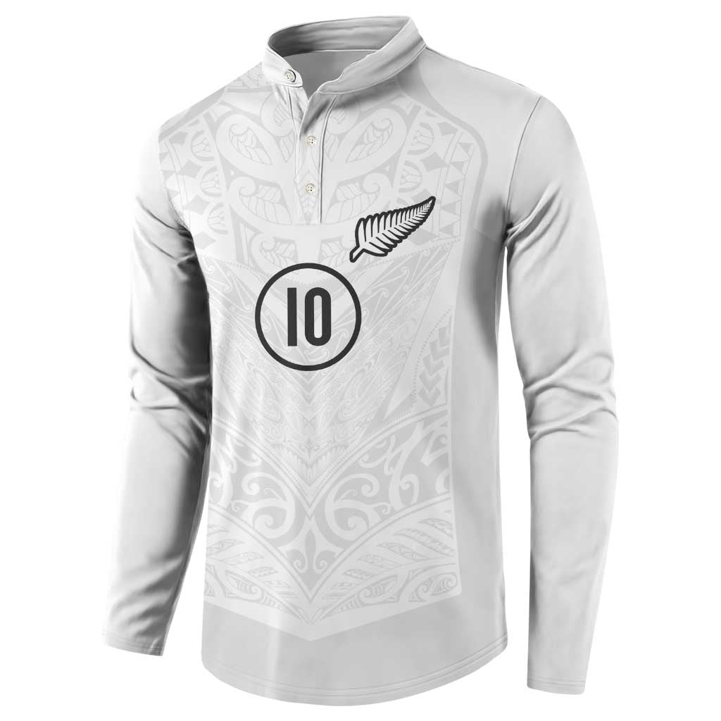 Custom New Zealand Football Button Sweatshirt The Whites-Sporty T90 Style LT03 - Polynesian Pride