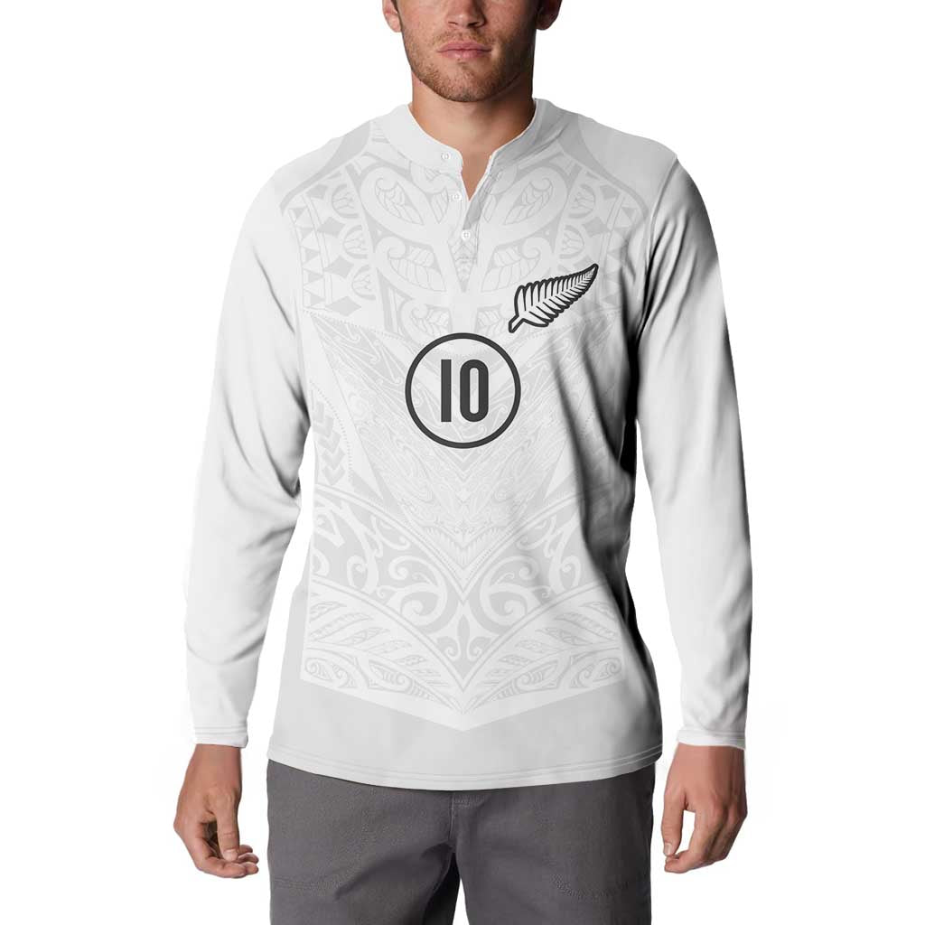 Custom New Zealand Football Button Sweatshirt The Whites-Sporty T90 Style LT03 - Polynesian Pride