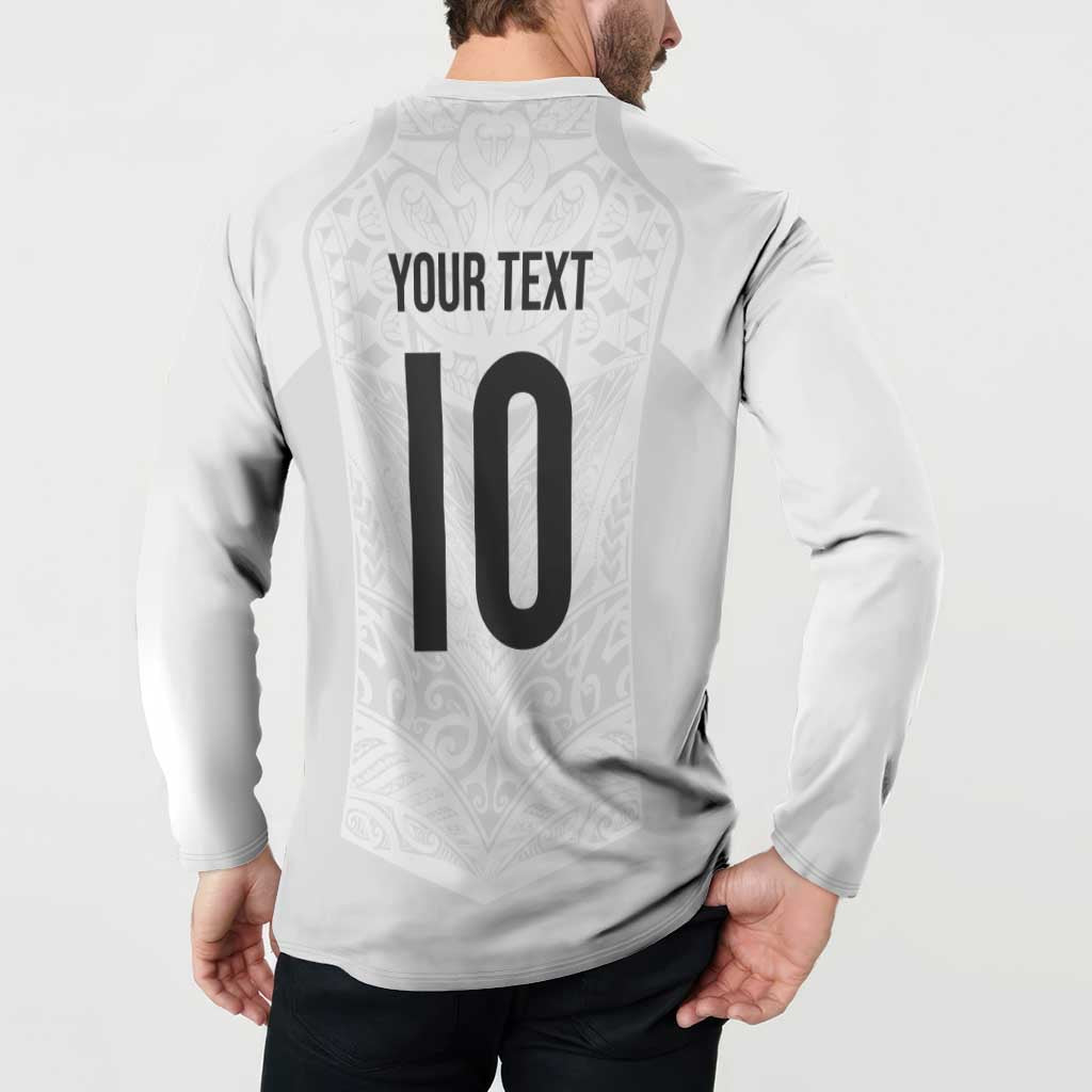 Custom New Zealand Football Button Sweatshirt The Whites-Sporty T90 Style LT03 - Polynesian Pride