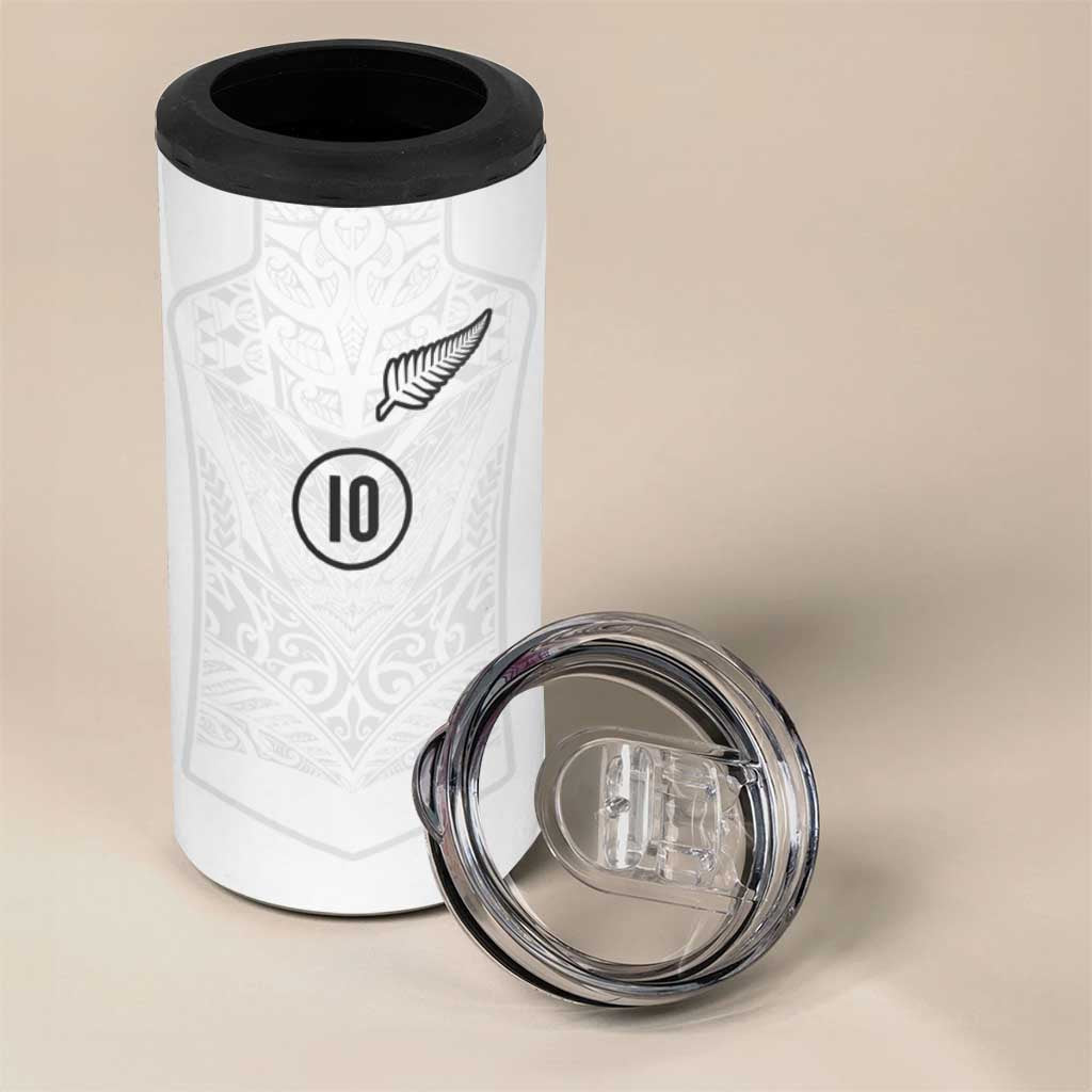 Custom New Zealand Football 4 in 1 Can Cooler Tumbler The Whites-Sporty T90 Style LT03 - Polynesian Pride