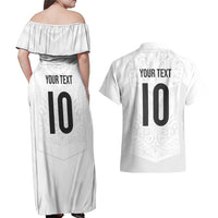Custom New Zealand Football Couples Matching Off Shoulder Maxi Dress and Hawaiian Shirt The Whites-Sporty T90 Style LT03 - Polynesian Pride
