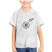 Custom New Zealand Football Family Matching Mermaid Dress and Hawaiian Shirt The Whites-Sporty T90 Style LT03 Son's Shirt White - Polynesian Pride