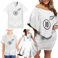 Custom New Zealand Football Family Matching Off Shoulder Short Dress and Hawaiian Shirt The Whites-Sporty T90 Style LT03 - Polynesian Pride