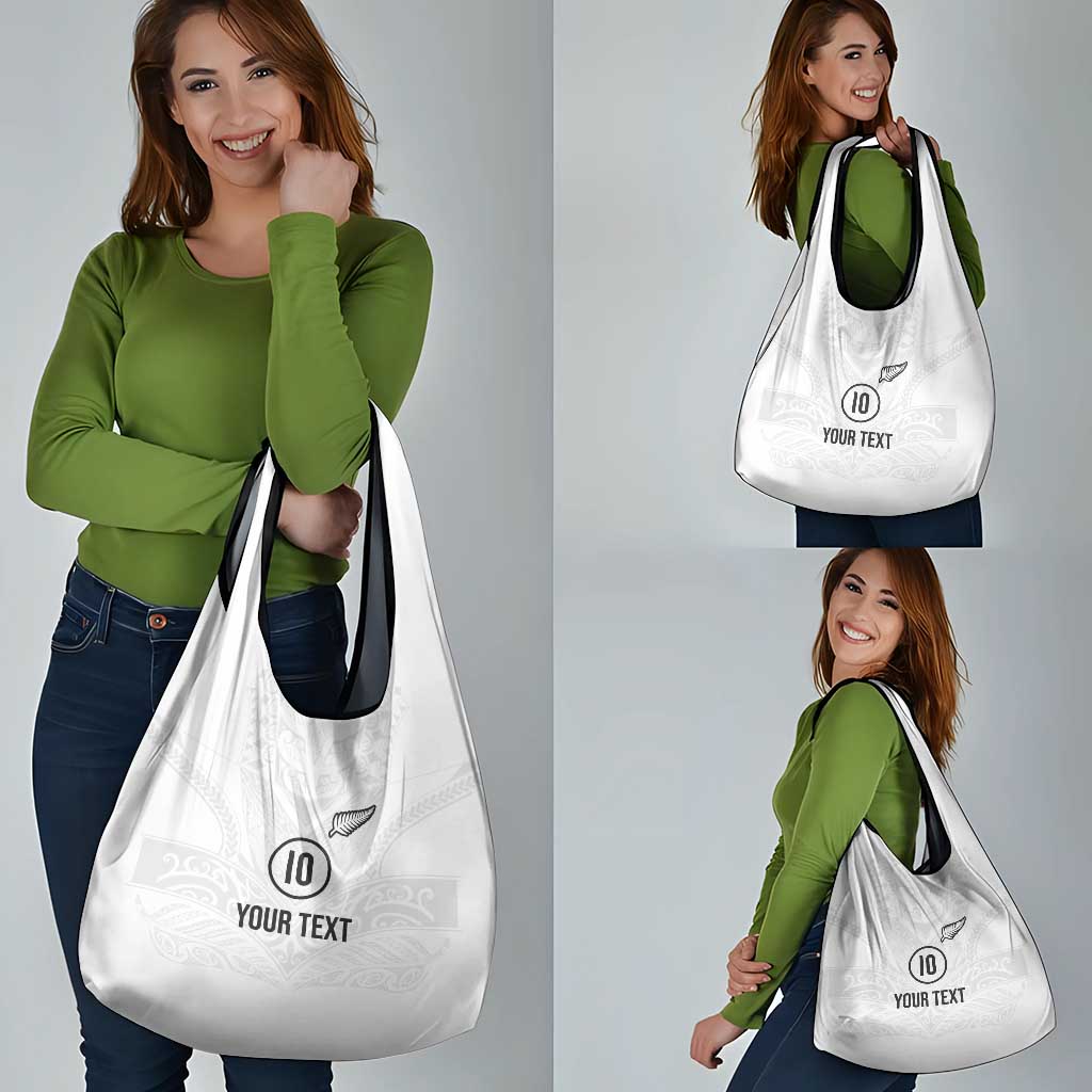 Custom New Zealand Football Grocery Bag The Whites-Sporty T90 Style - Polynesian Pride