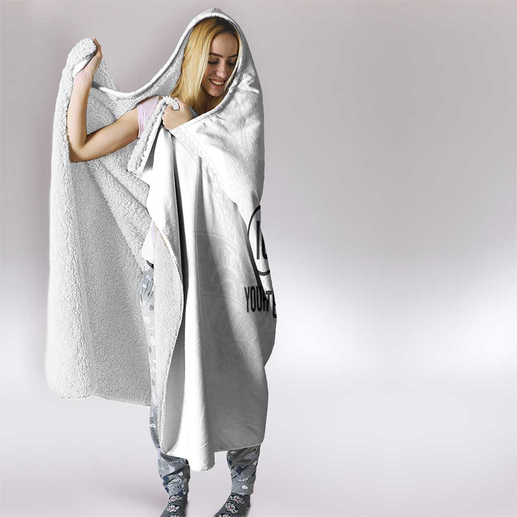 Custom New Zealand Football Hooded Blanket The Whites-Sporty T90 Style - Polynesian Pride