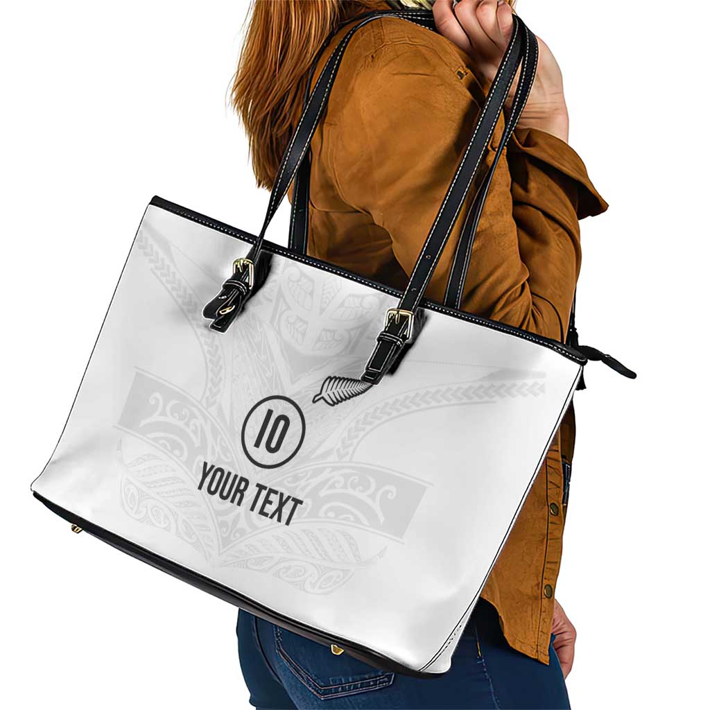 Custom New Zealand Football Leather Tote Bag The Whites-Sporty T90 Style - Polynesian Pride
