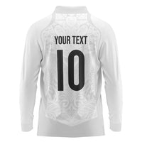 Custom New Zealand Football Long Sleeve Polo Shirt The Whites-Sporty T90 Style LT03 - Polynesian Pride
