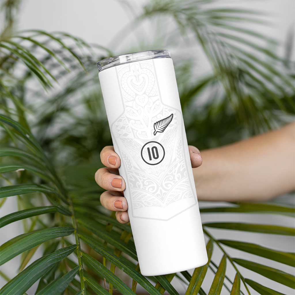 Custom New Zealand Football Skinny Tumbler The Whites-Sporty T90 Style LT03 - Polynesian Pride